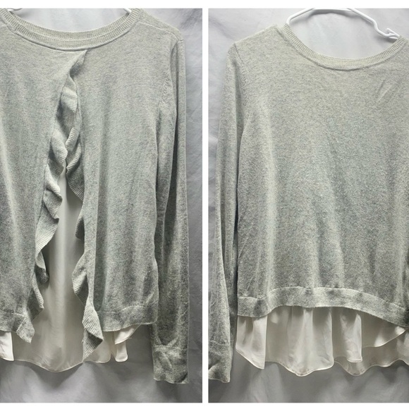 Ann Taylor LOFT Women's Gray Wool Blend Open Back Layered Sweater M - Picture 1 of 4